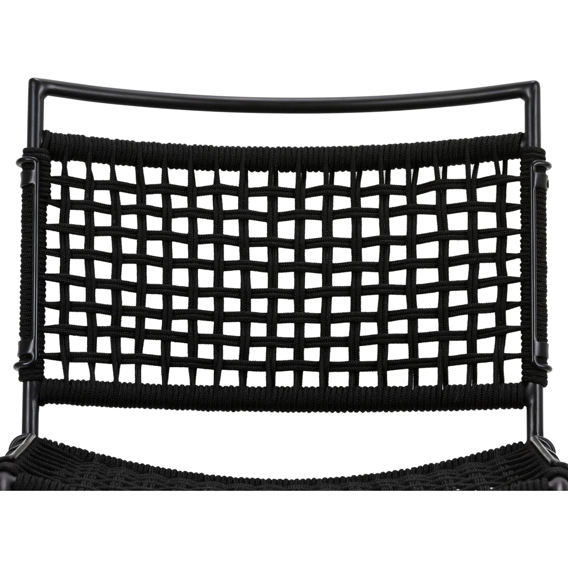 Wharton Outdoor Dining Chair by Four Hands in earth rope and satin black. Made from iron, 100% polyester in a modern style.