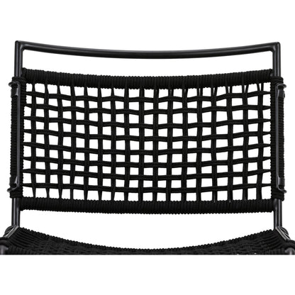 Wharton Outdoor Dining Chair by Four Hands in earth rope and satin black. Made from iron, 100% polyester in a modern style.