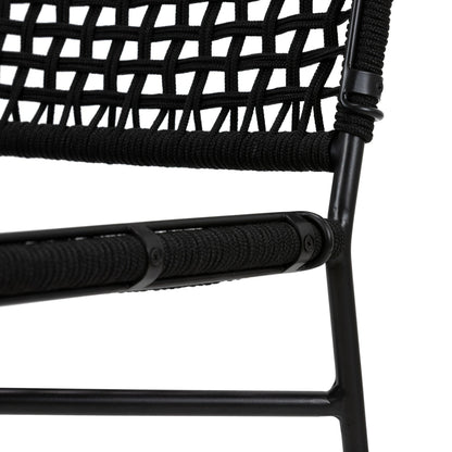 Wharton Outdoor Dining Chair by Four Hands in earth rope and satin black. Made from iron, 100% polyester in a modern style.