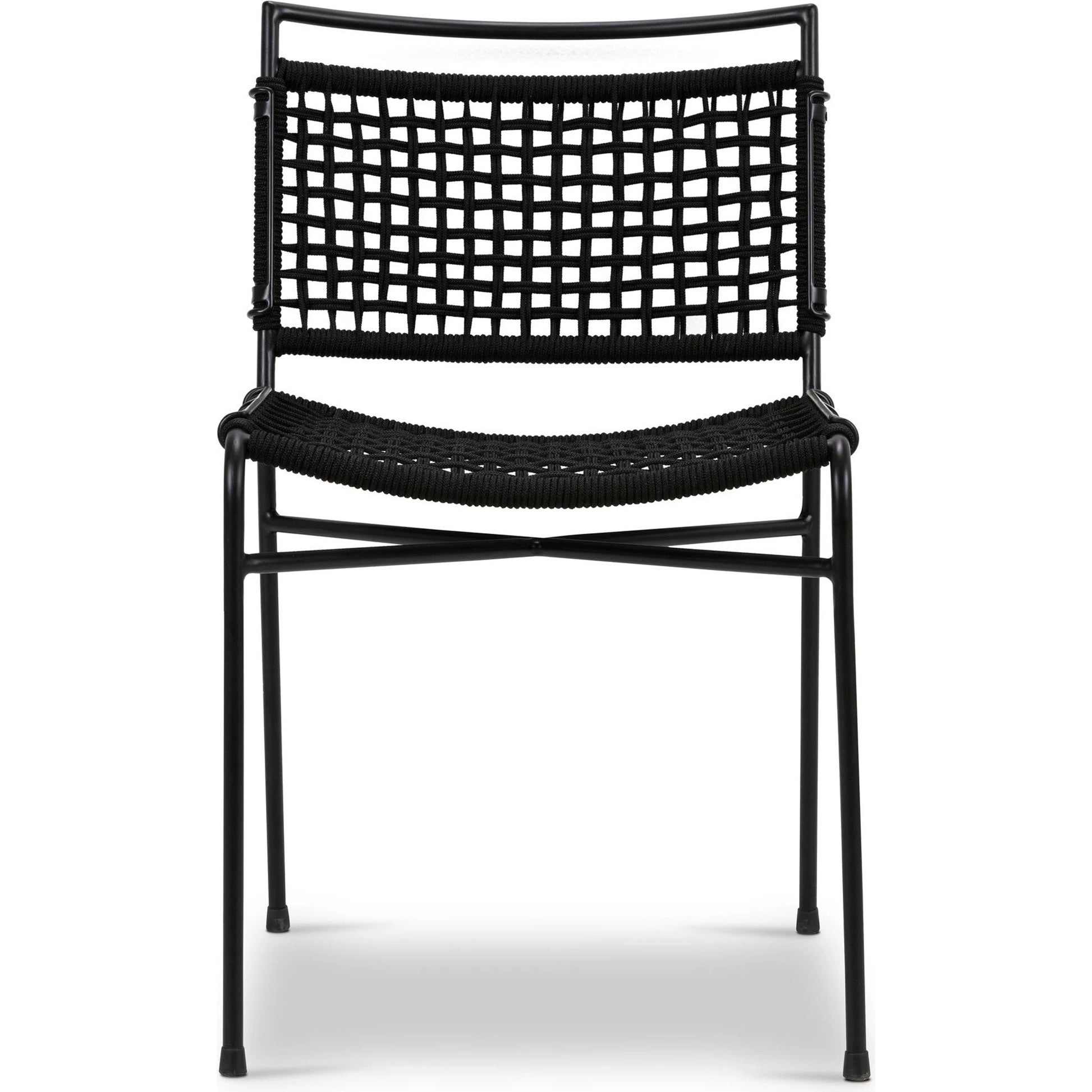 Wharton Outdoor Dining Chair by Four Hands in earth rope and satin black. Made from iron, 100% polyester in a modern style.