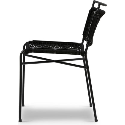 Wharton Outdoor Dining Chair by Four Hands in earth rope and satin black. Made from iron, 100% polyester in a modern style.