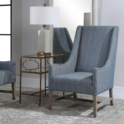 Galiot Wingback Accent Chair by Uttermost. Made from rubber wood, eucalyptus, fabric, foam, plywood in a modern style.