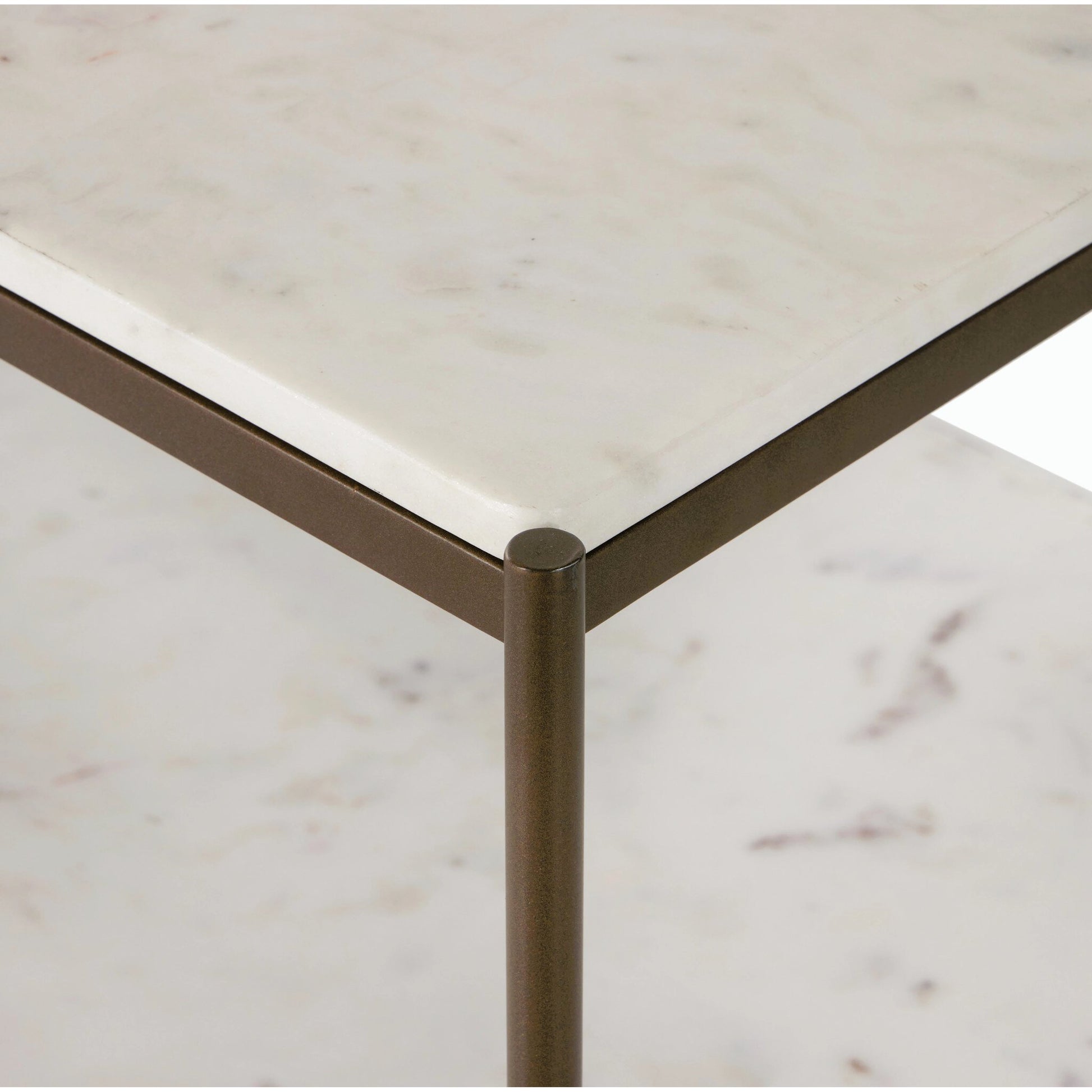 Felix Large Console Table by Four Hands. Made from iron, solid marble, engineered hardwood in a modern style.