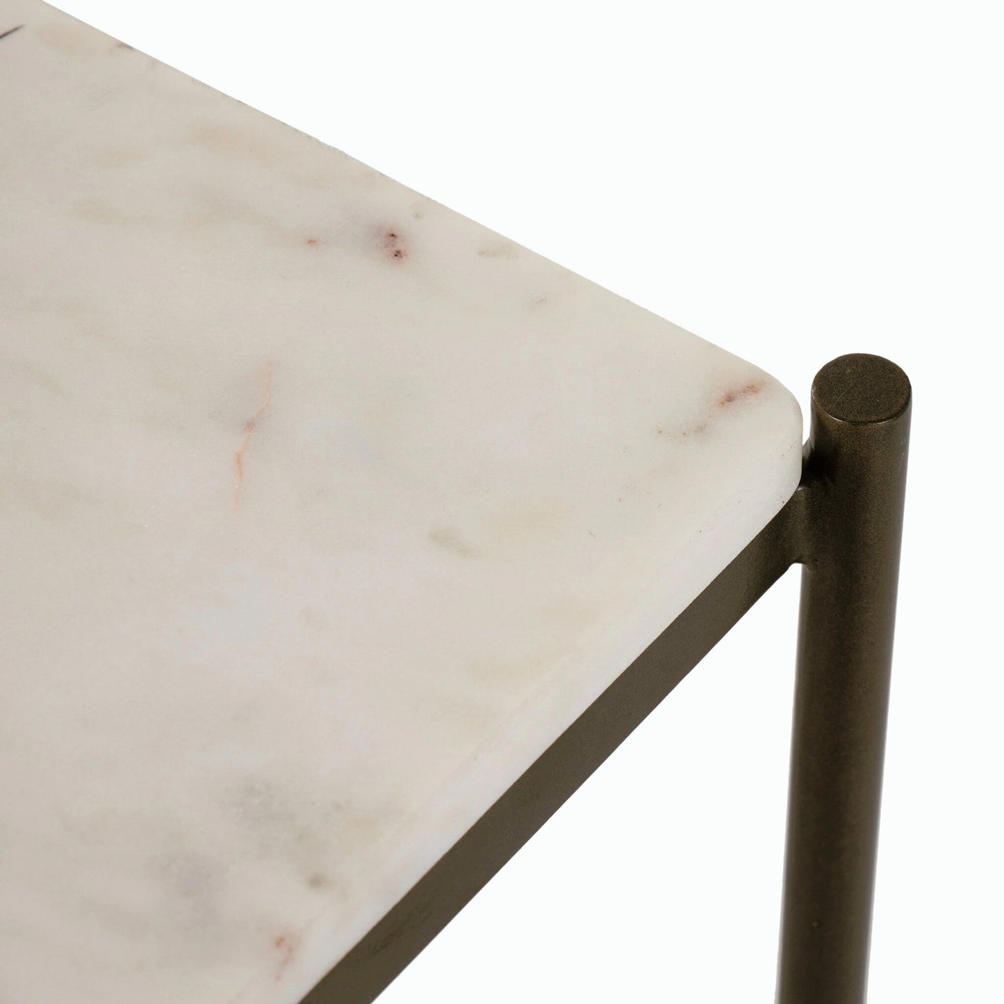 016 SI-2001301 | Closeup | Felix Large Console Table by Four Hands. Made from iron, solid marble, engineered hardwood in a modern style.