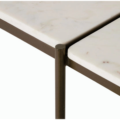 Felix Large Console Table by Four Hands. Made from iron, solid marble, engineered hardwood in a modern style.