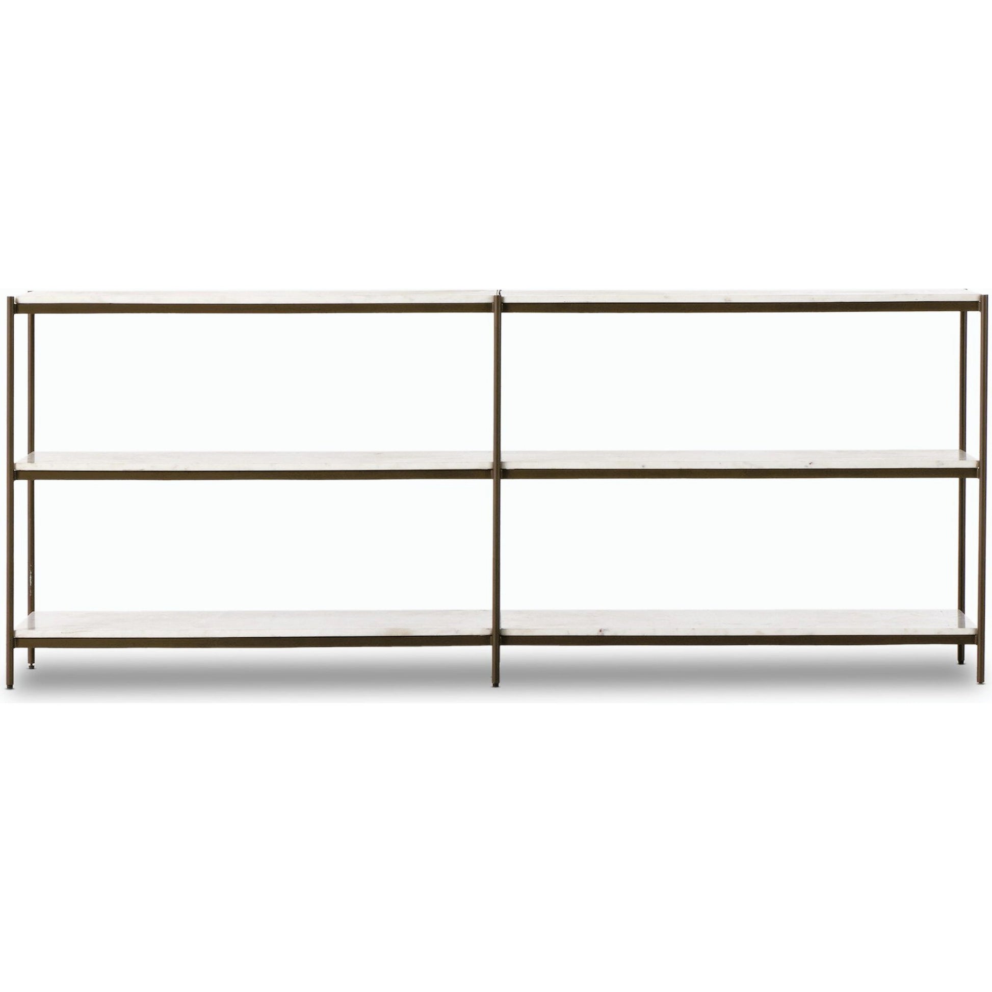 Felix Large Console Table by Four Hands. Made from iron, solid marble, engineered hardwood in a modern style.