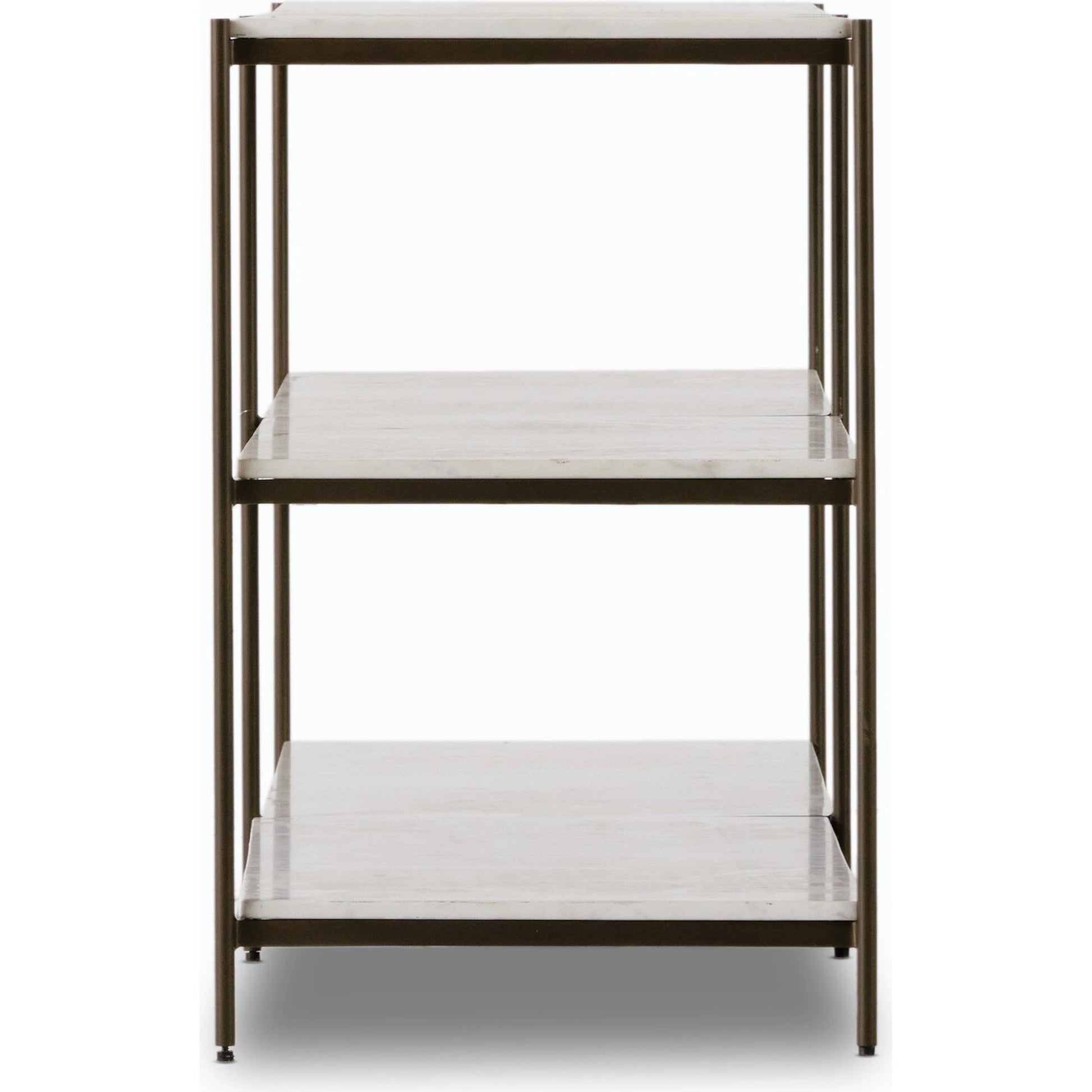 Felix Large Console Table by Four Hands. Made from iron, solid marble, engineered hardwood in a modern style.