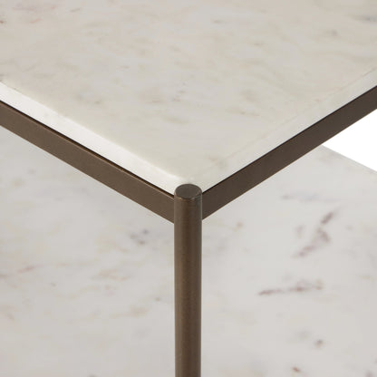 Felix Large Console Table by Four Hands. Made from iron, solid marble, engineered hardwood in a modern style.