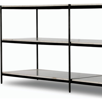 Felix Large Console Table by Four Hands. Made from iron, solid marble, engineered hardwood in a modern style.