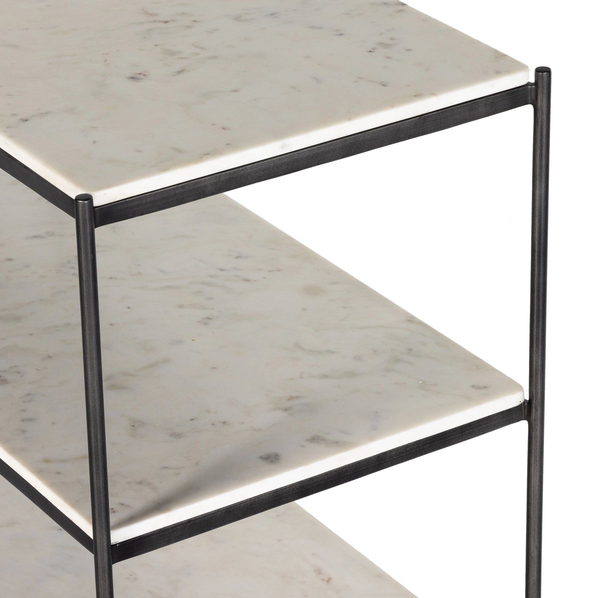 Felix Large Console Table by Four Hands. Made from iron, solid marble, engineered hardwood in a modern style.