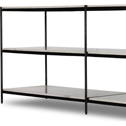 Felix Large Console Table by Four Hands. Made from iron, solid marble, engineered hardwood in a modern style.