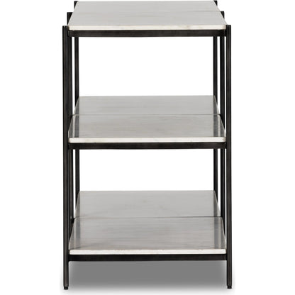 Felix Large Console Table by Four Hands. Made from iron, solid marble, engineered hardwood in a modern style.