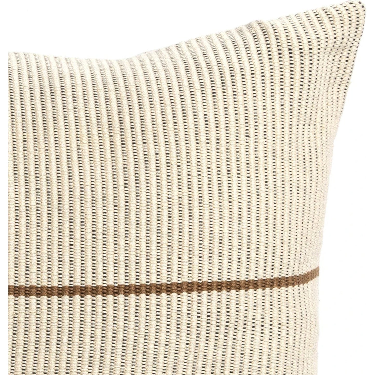 002 SI-2137350 | Closeup | Handwoven Merido Pillow by Four Hands in beige cotton, off white canvas, black cotton. Made from 100% cotton in a unique style.