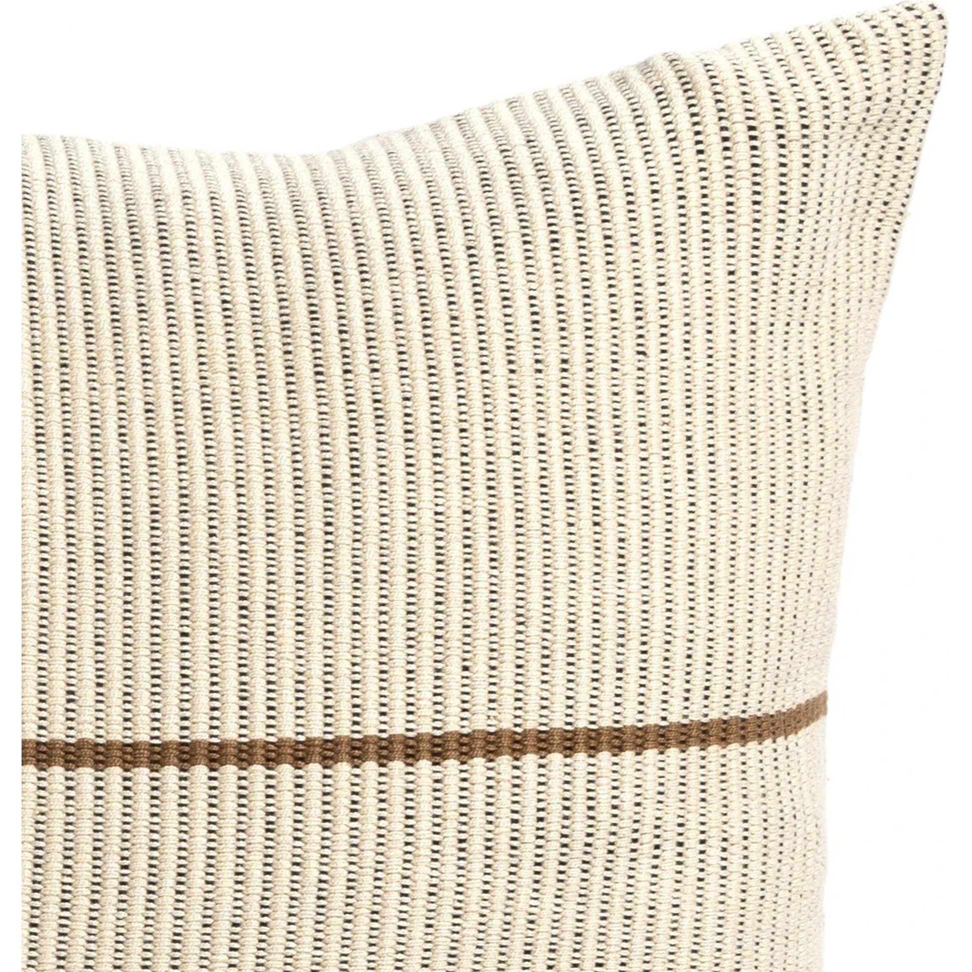 Handwoven Merido Pillow by Four Hands in beige cotton, off white canvas, black cotton. Made from 100% cotton in a unique style.
