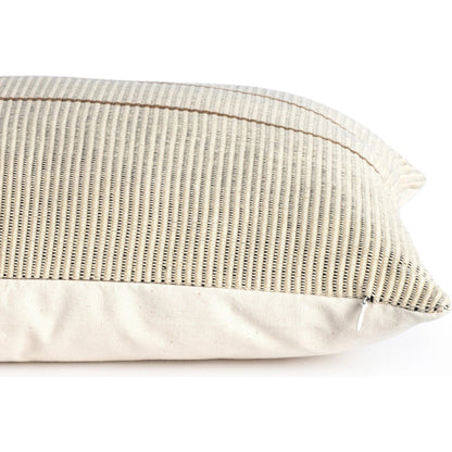 Handwoven Merido Pillow by Four Hands in beige cotton, off white canvas, black cotton. Made from 100% cotton in a unique style.