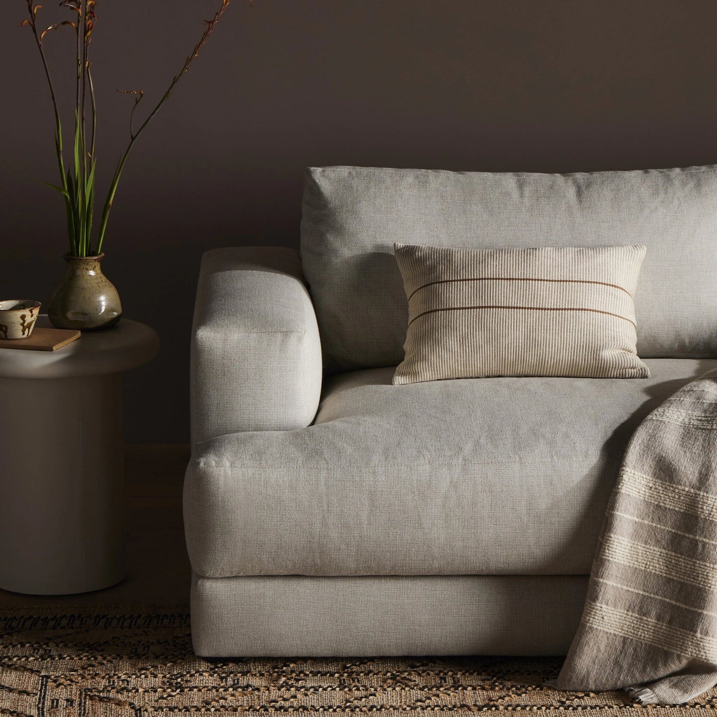 005 SI-2137350 | Lifestyle | Handwoven Merido Pillow by Four Hands in beige cotton, off white canvas, black cotton. Made from 100% cotton in a unique style.