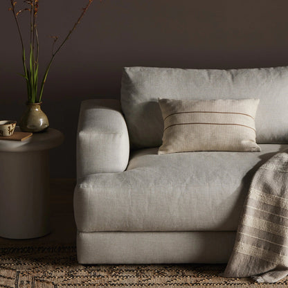 Handwoven Merido Pillow by Four Hands in beige cotton, off white canvas, black cotton. Made from 100% cotton in a unique style.
