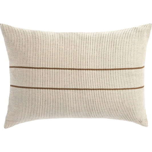 Handwoven Merido Pillow by Four Hands in beige cotton, off white canvas, black cotton. Made from 100% cotton in a unique style.