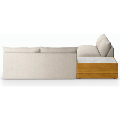 Grant Outdoor 2-PC Sectional with Coffee Table by Four Hands. Made from 100% olefin, solid fsc®-certified teak, solid marble in a modern style.