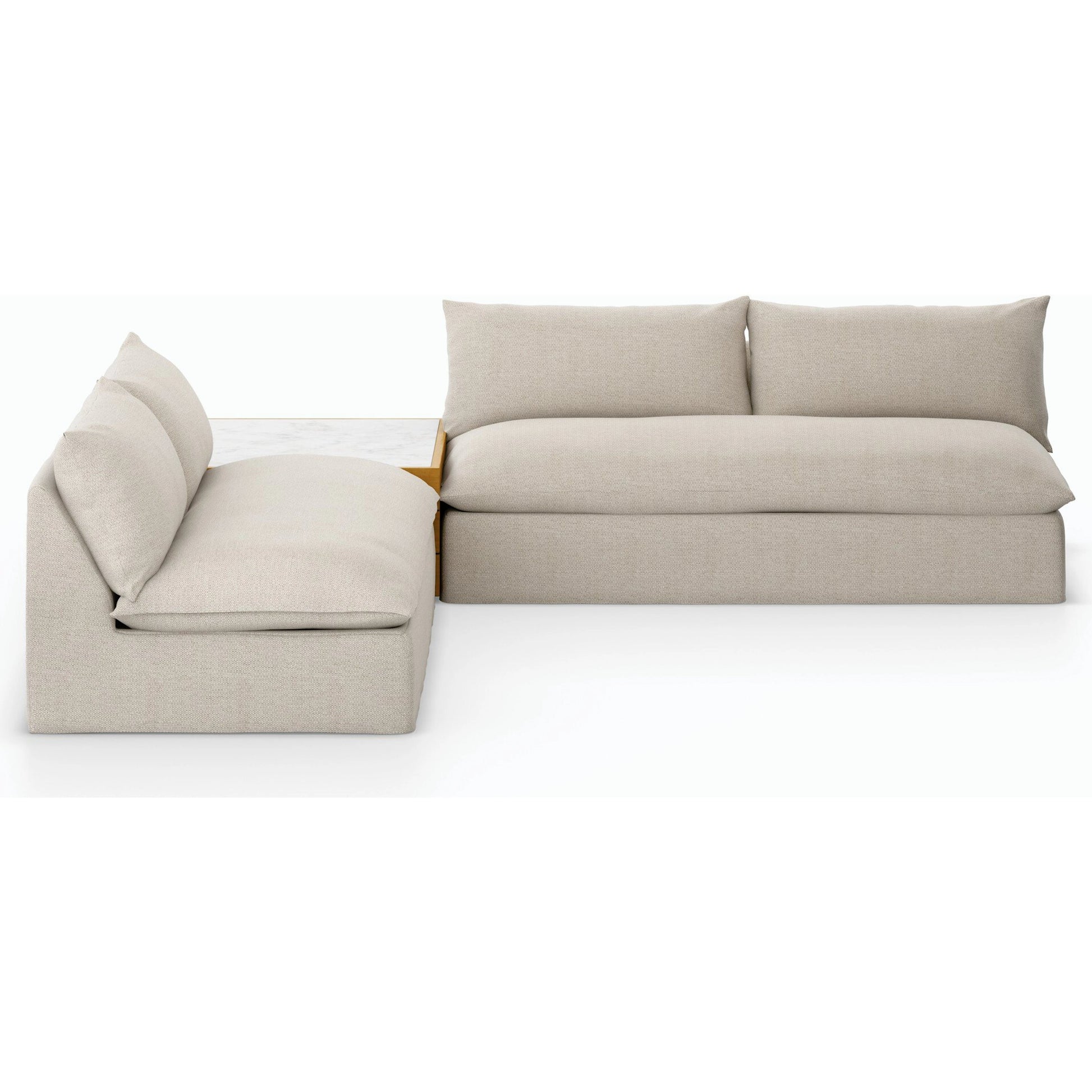 Grant Outdoor 2-PC Sectional with Coffee Table by Four Hands. Made from 100% olefin, solid fsc®-certified teak, solid marble in a modern style.