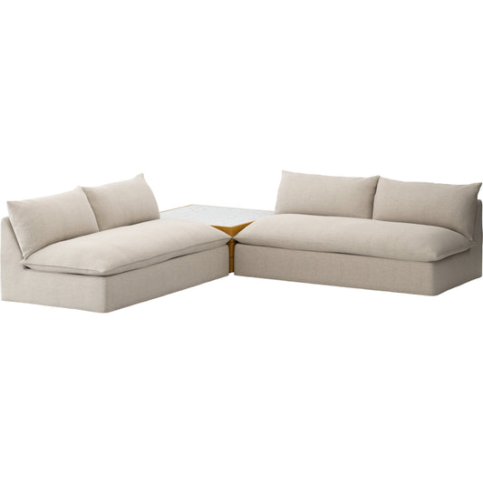 Grant Outdoor 2-PC Sectional with Coffee Table by Four Hands. Made from 100% olefin, solid fsc®-certified teak, solid marble in a modern style.