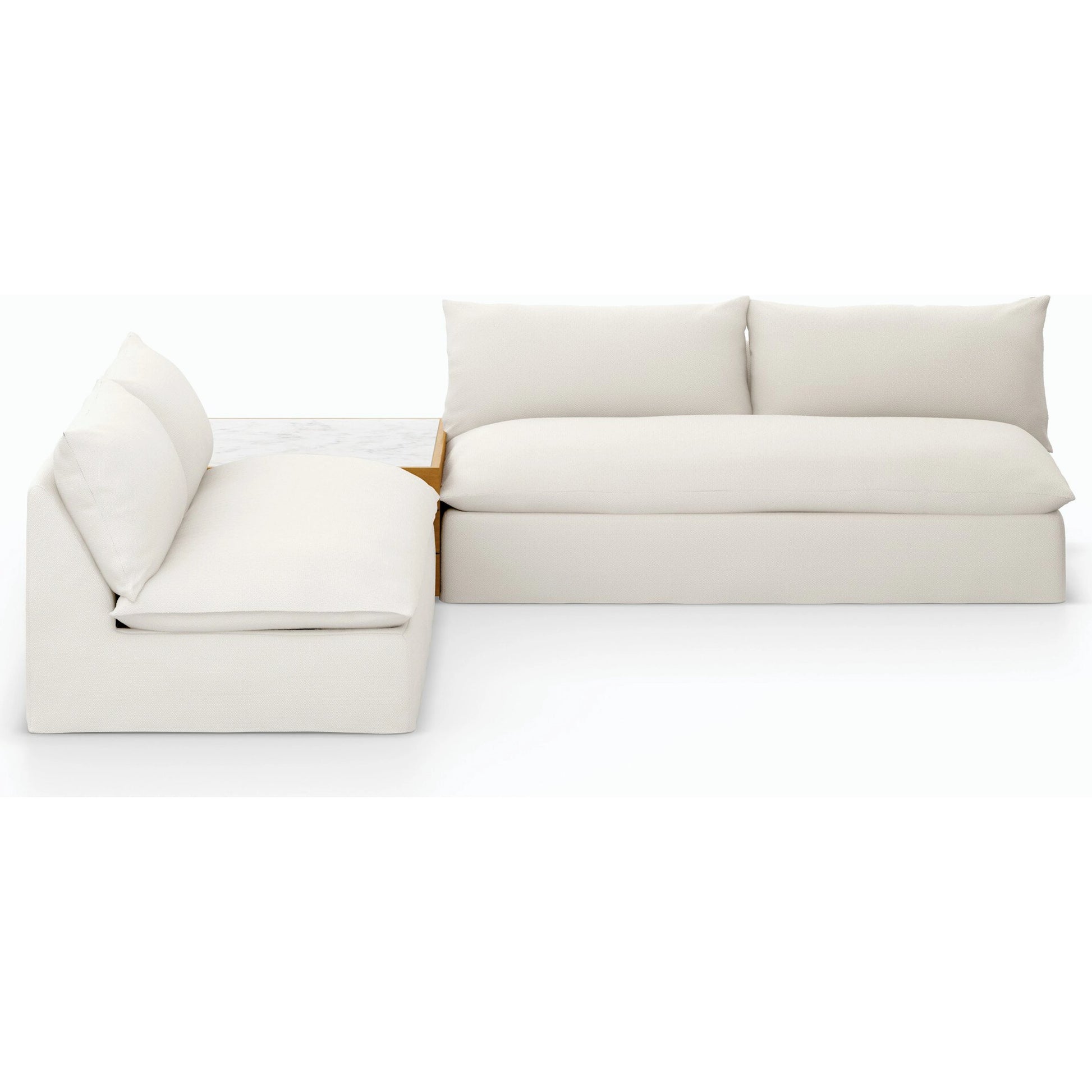 Grant Outdoor 2-PC Sectional with Coffee Table by Four Hands. Made from 100% olefin, solid fsc®-certified teak, solid marble in a modern style.