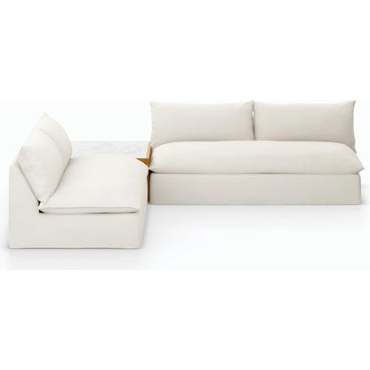 Grant Outdoor 2-PC Sectional with Coffee Table by Four Hands. Made from 100% olefin, solid fsc®-certified teak, solid marble in a modern style.