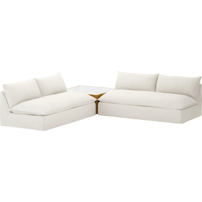 Grant Outdoor 2-PC Sectional with Coffee Table by Four Hands. Made from 100% olefin, solid fsc®-certified teak, solid marble in a modern style.