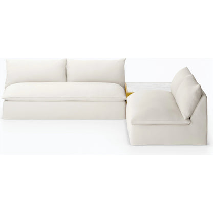 Grant Outdoor 2-PC Sectional with Coffee Table by Four Hands. Made from 100% olefin, solid fsc®-certified teak, solid marble in a modern style.