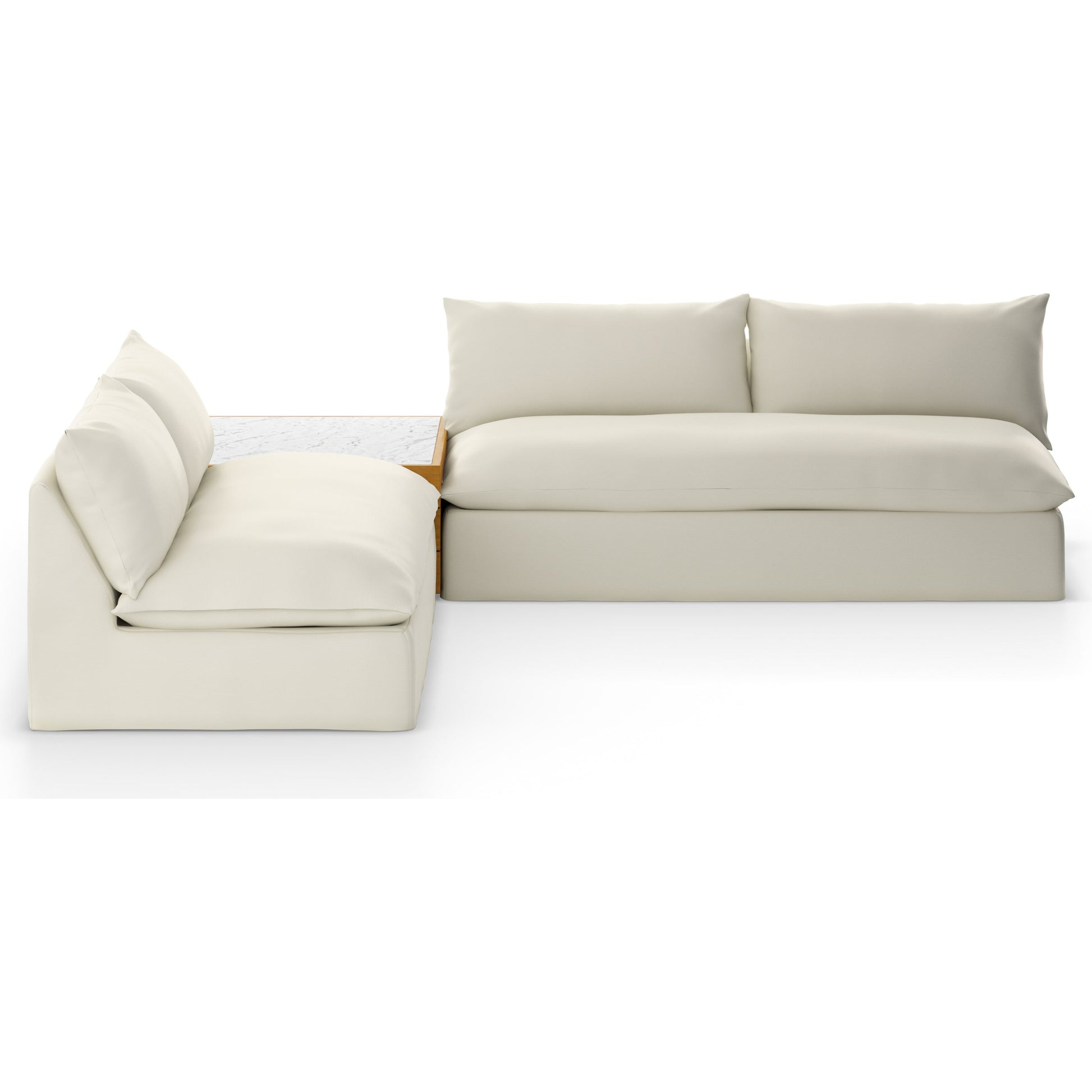 Grant Outdoor 2-PC Sectional with Coffee Table by Four Hands. Made from 100% olefin, solid fsc®-certified teak, solid marble in a modern style.