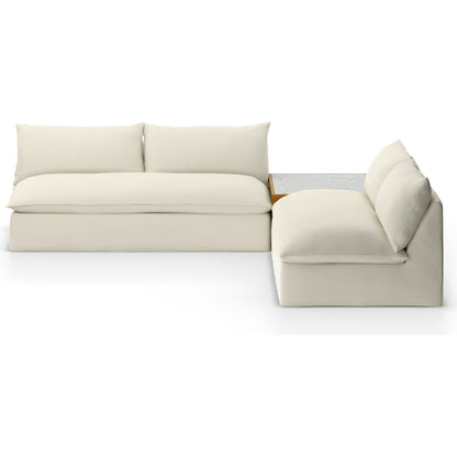 Grant Outdoor 2-PC Sectional with Coffee Table by Four Hands. Made from 100% olefin, solid fsc®-certified teak, solid marble in a modern style.