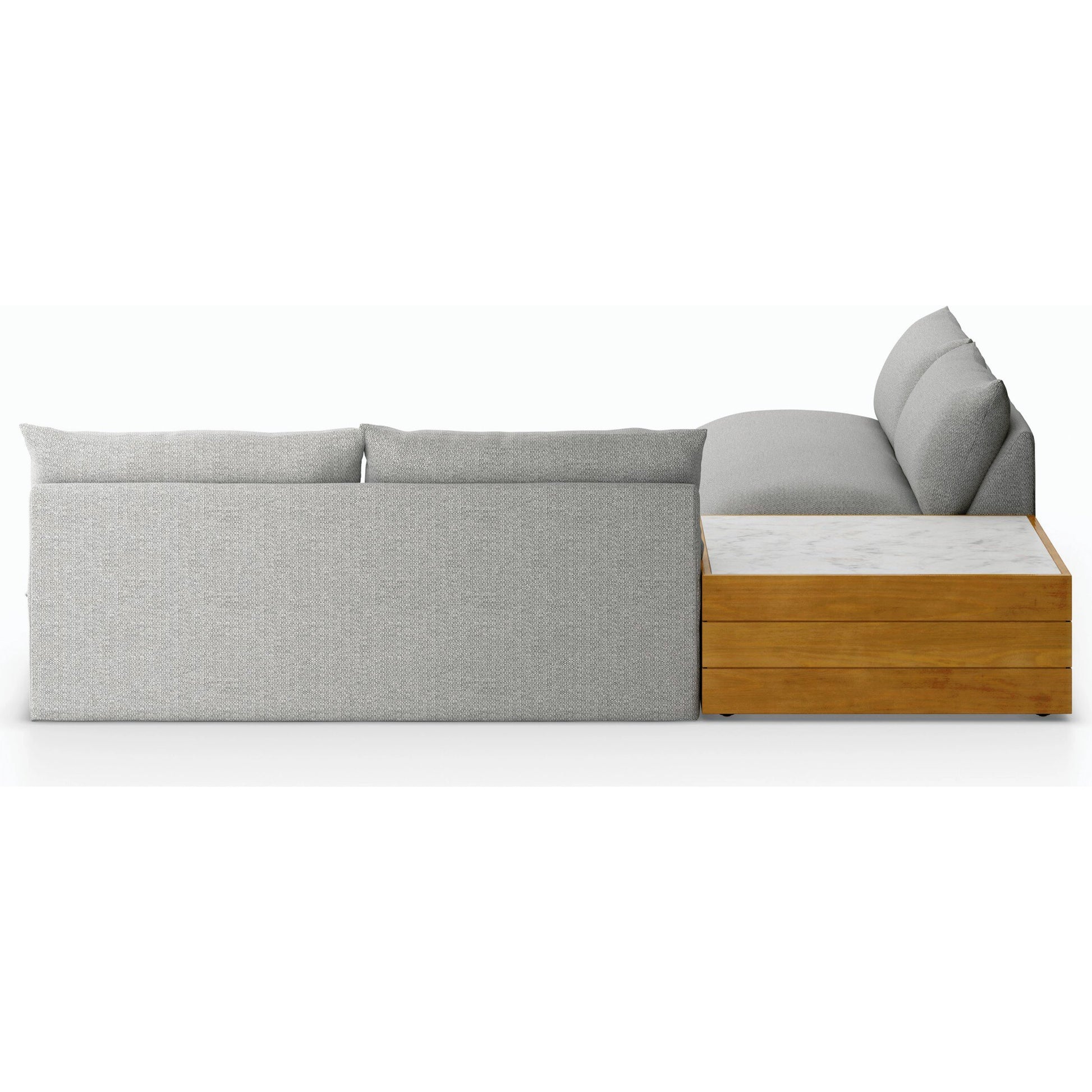 Grant Outdoor 2-PC Sectional with Coffee Table by Four Hands. Made from 100% olefin, solid fsc®-certified teak, solid marble in a modern style.