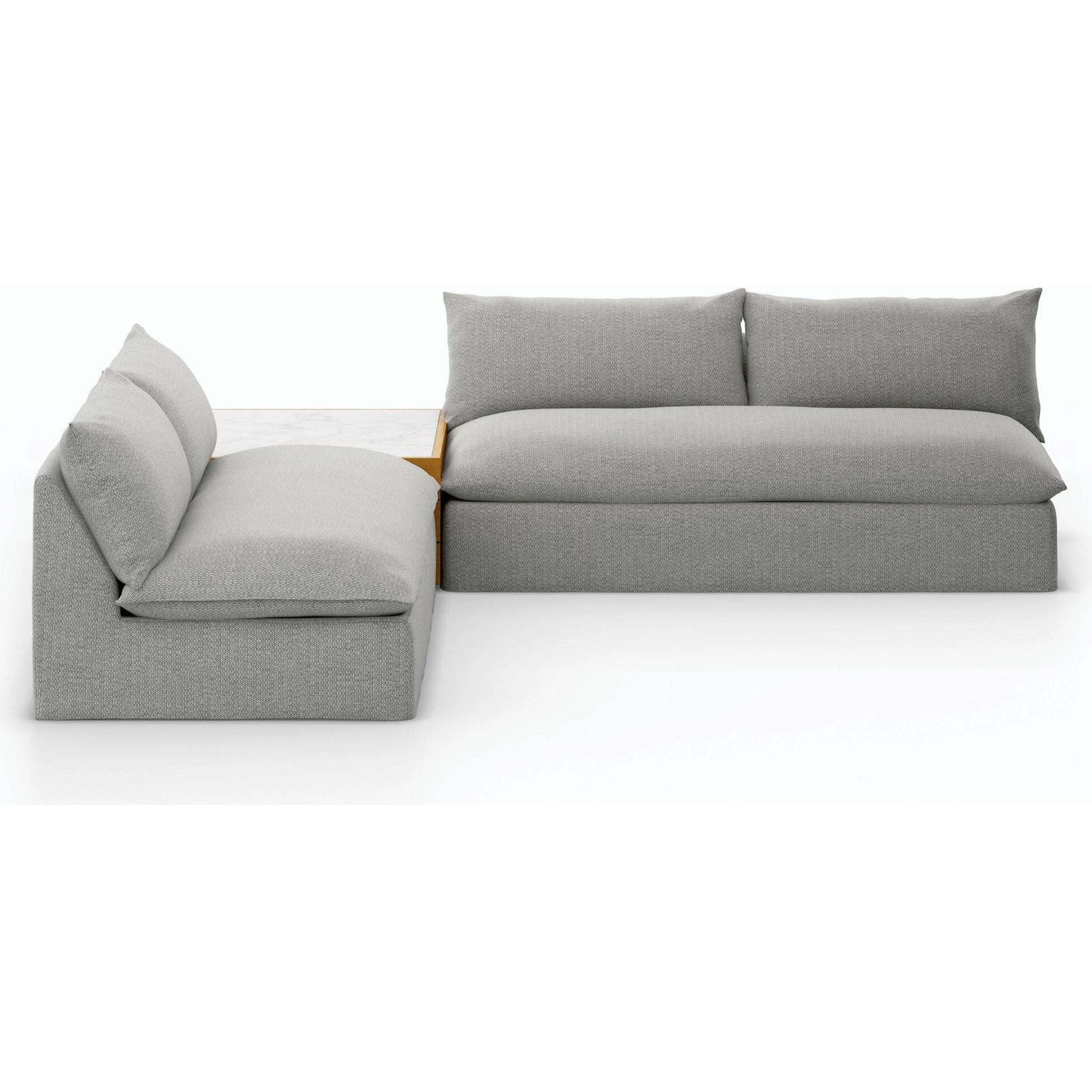 Grant Outdoor 2-PC Sectional with Coffee Table by Four Hands. Made from 100% olefin, solid fsc®-certified teak, solid marble in a modern style.