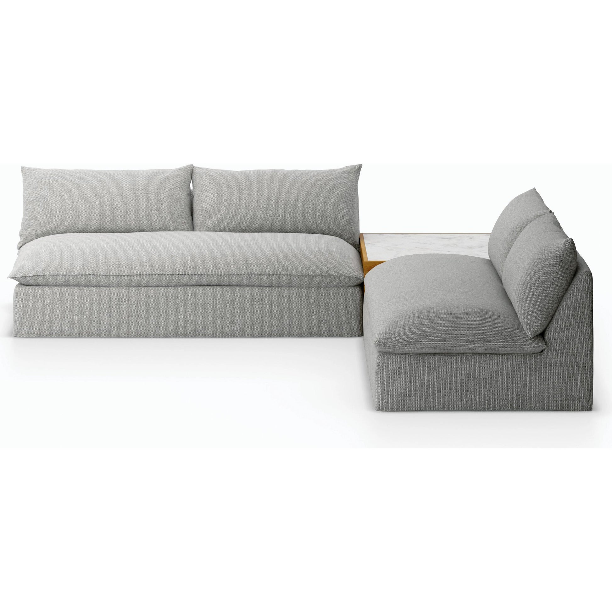 Grant Outdoor 2-PC Sectional with Coffee Table by Four Hands. Made from 100% olefin, solid fsc®-certified teak, solid marble in a modern style.