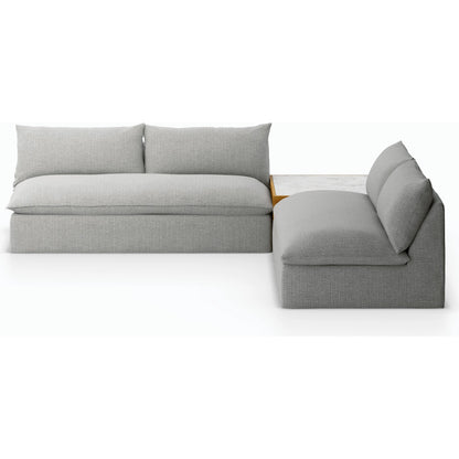 Grant Outdoor 2-PC Sectional with Coffee Table by Four Hands. Made from 100% olefin, solid fsc®-certified teak, solid marble in a modern style.