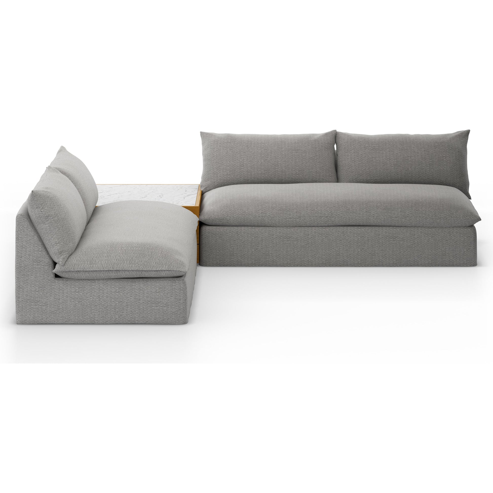 Grant Outdoor 2-PC Sectional with Coffee Table by Four Hands. Made from 100% olefin, solid fsc®-certified teak, solid marble in a modern style.