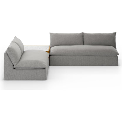 Grant Outdoor 2-PC Sectional with Coffee Table by Four Hands. Made from 100% olefin, solid fsc®-certified teak, solid marble in a modern style.