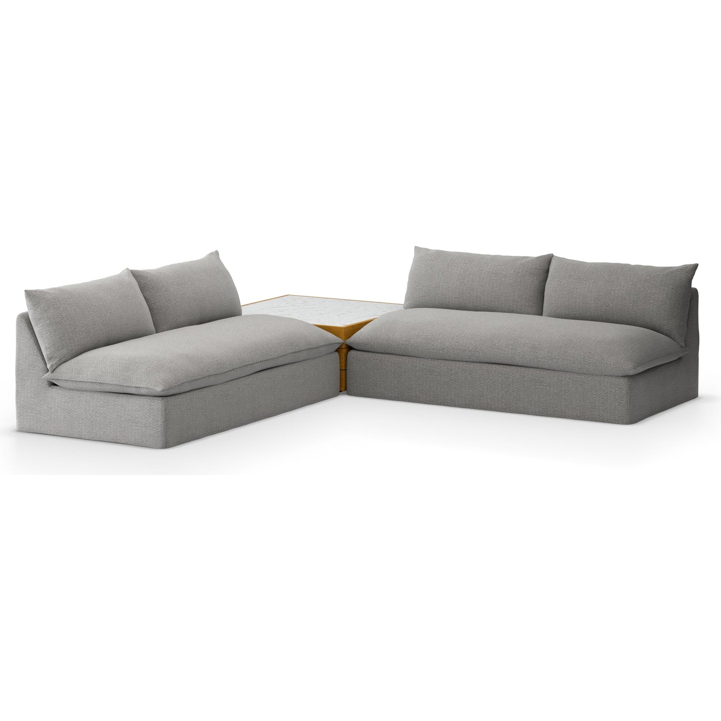 004 SI-1902145 | Additional Silo | Grant Outdoor 2-PC Sectional with Coffee Table by Four Hands. Made from 100% olefin, solid fsc®-certified teak, solid marble in a modern style.