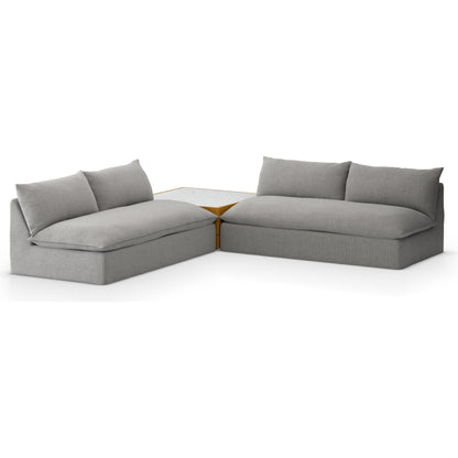 Grant Outdoor 2-PC Sectional with Coffee Table by Four Hands. Made from 100% olefin, solid fsc®-certified teak, solid marble in a modern style.