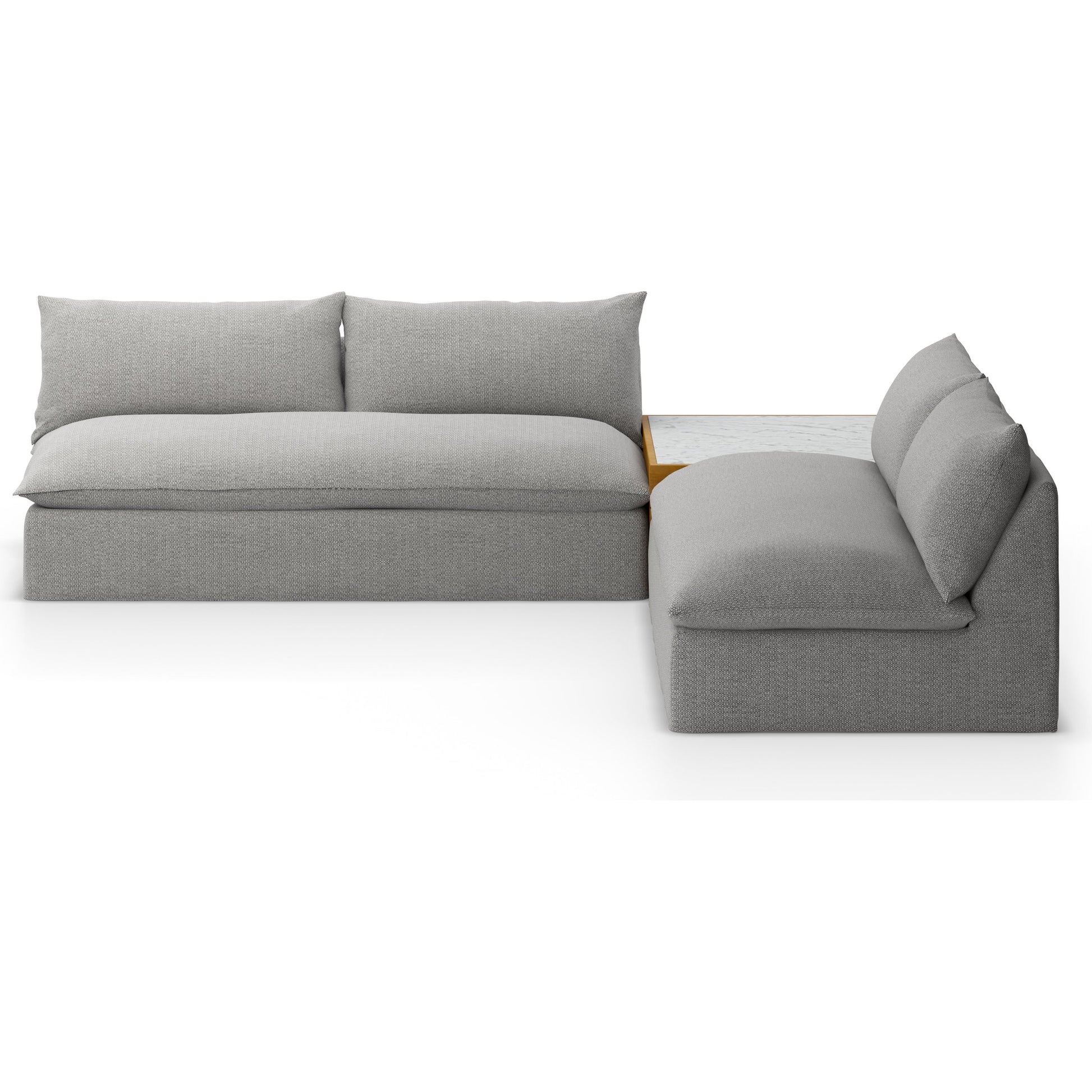 Grant Outdoor 2-PC Sectional with Coffee Table by Four Hands. Made from 100% olefin, solid fsc®-certified teak, solid marble in a modern style.