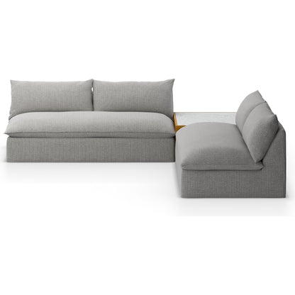 Grant Outdoor 2-PC Sectional with Coffee Table by Four Hands. Made from 100% olefin, solid fsc®-certified teak, solid marble in a modern style.