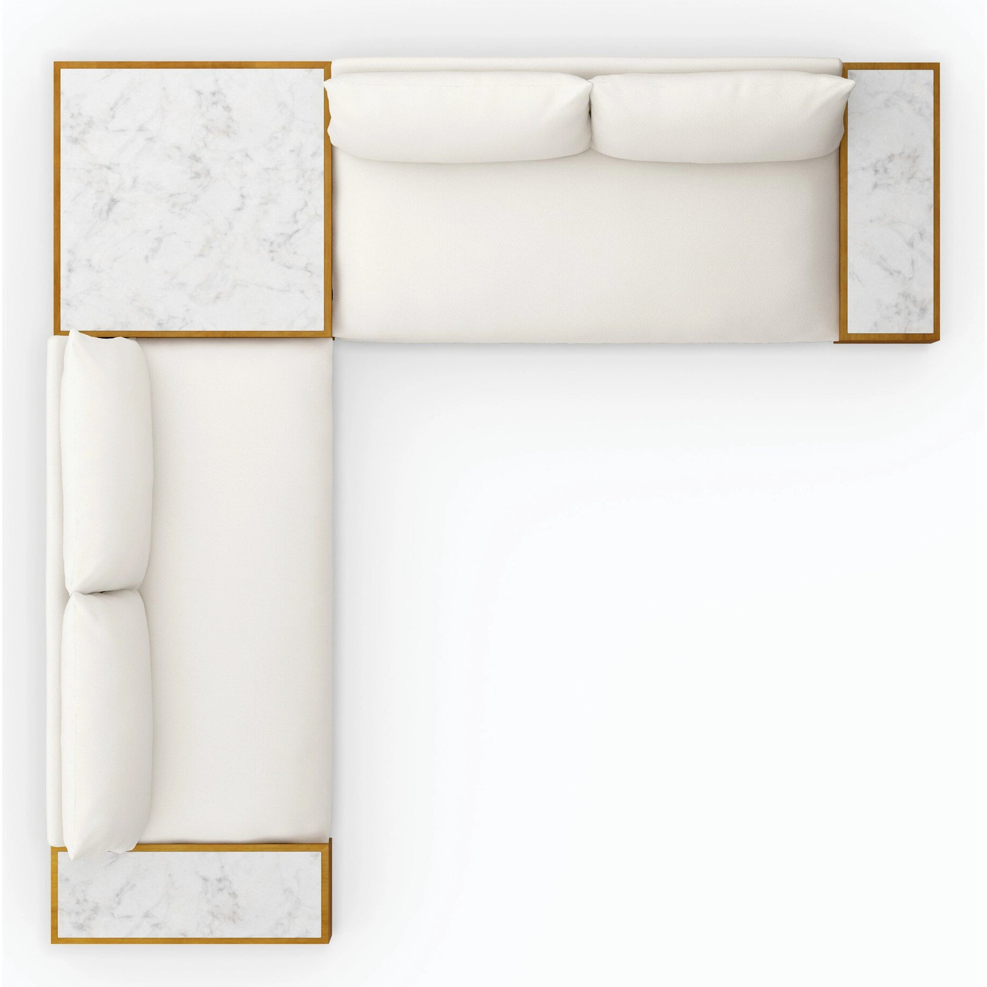 Grant Outdoor 2-PC Sectional with Coffee & End Tables by Four Hands in faye ash, white marble and natural teak. Made from 100% olefin, solid fsc®-certified teak, solid marble in a modern style.