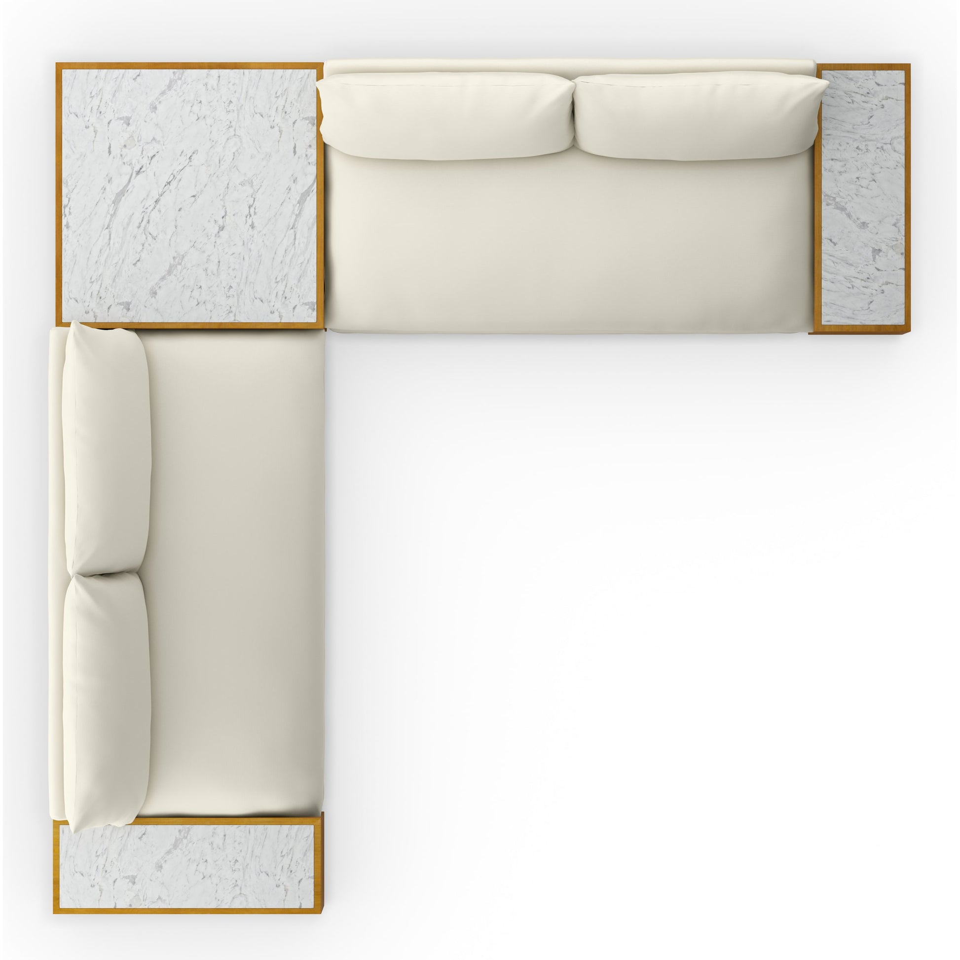 Grant Outdoor 2-PC Sectional with Coffee & End Tables by Four Hands in faye ash, white marble and natural teak. Made from 100% olefin, solid fsc®-certified teak, solid marble in a modern style.