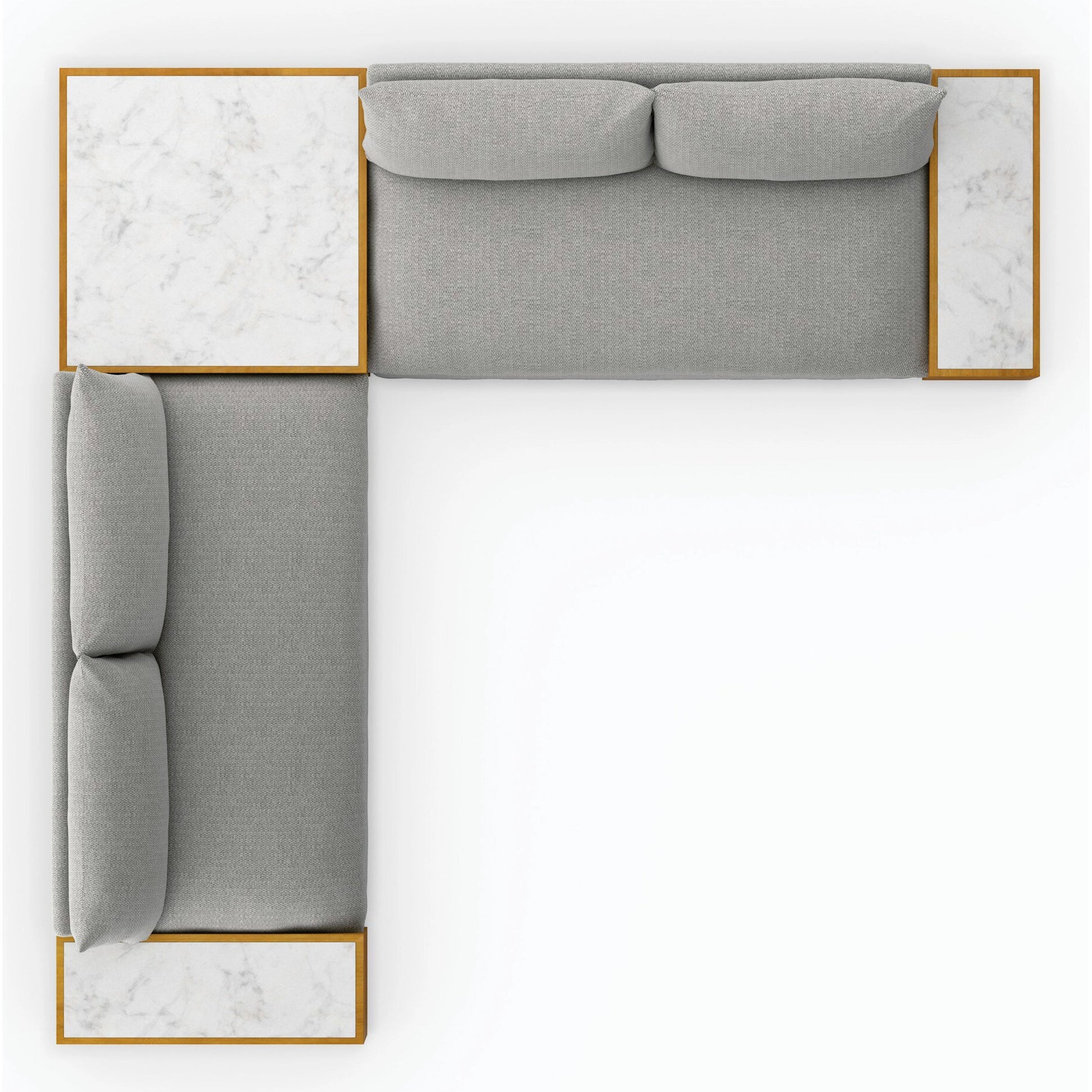 Grant Outdoor 2-PC Sectional with Coffee & End Tables by Four Hands in faye ash, white marble and natural teak. Made from 100% olefin, solid fsc®-certified teak, solid marble in a modern style.