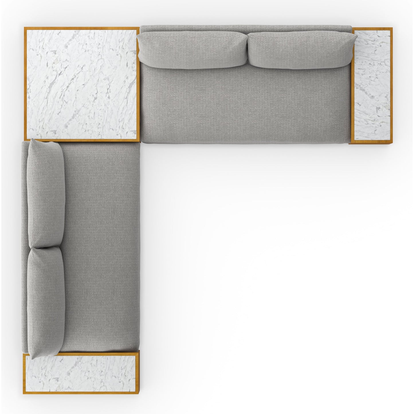 005 SI-1902148 | Additional Silo | Grant Outdoor 2-PC Sectional with Coffee & End Tables by Four Hands in faye ash, white marble and natural teak. Made from 100% olefin, solid fsc®-certified teak, solid marble in a modern style.