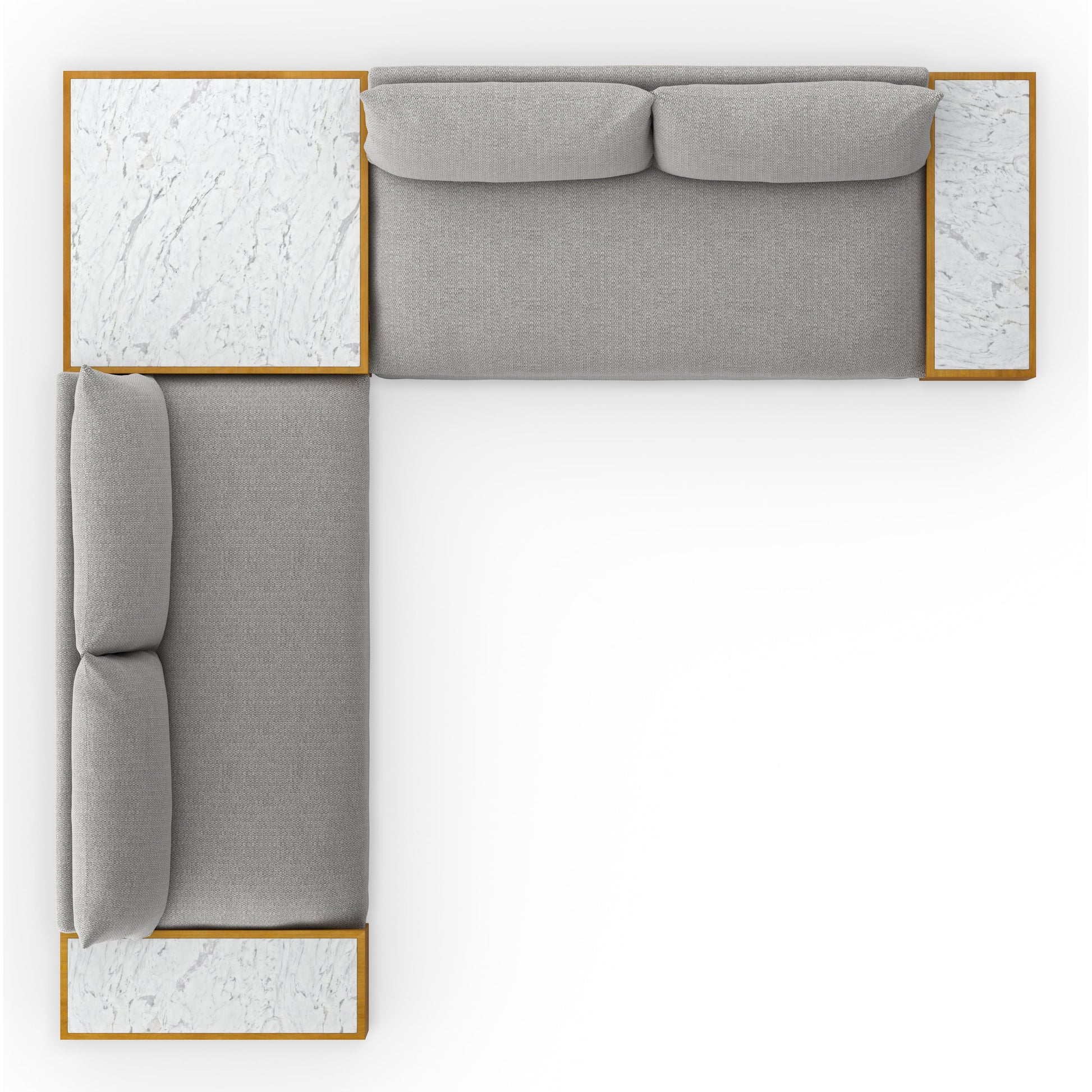 Grant Outdoor 2-PC Sectional with Coffee & End Tables by Four Hands in faye ash, white marble and natural teak. Made from 100% olefin, solid fsc®-certified teak, solid marble in a modern style.