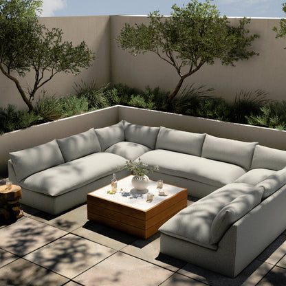 Grant Outdoor 5-PC Sectional by Four Hands in faye ash. Made from 100% olefin, 91% polyurethane foam pad, 9% polyester fiber batting in a transitional style.