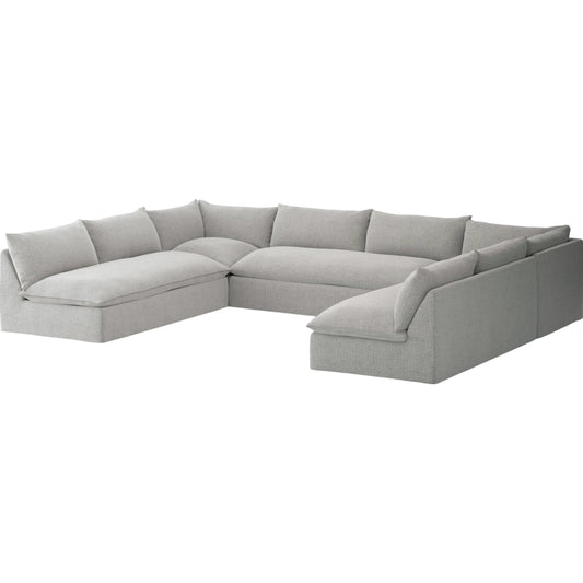 001 SI-1902316 | Primary Silo | Grant Outdoor 5-PC Sectional by Four Hands in faye ash. Made from 100% olefin, 91% polyurethane foam pad, 9% polyester fiber batting in a transitional style.