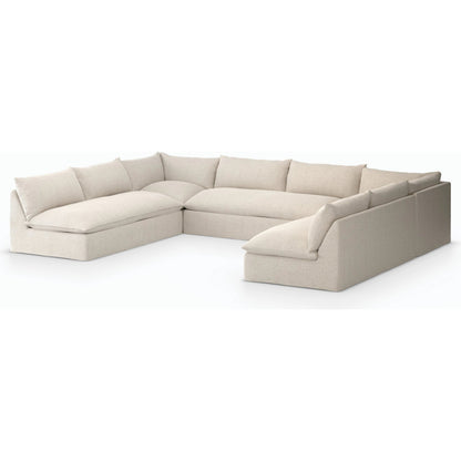 Grant Outdoor 5-PC Sectional by Four Hands in faye ash. Made from 100% olefin, 91% polyurethane foam pad, 9% polyester fiber batting in a transitional style.
