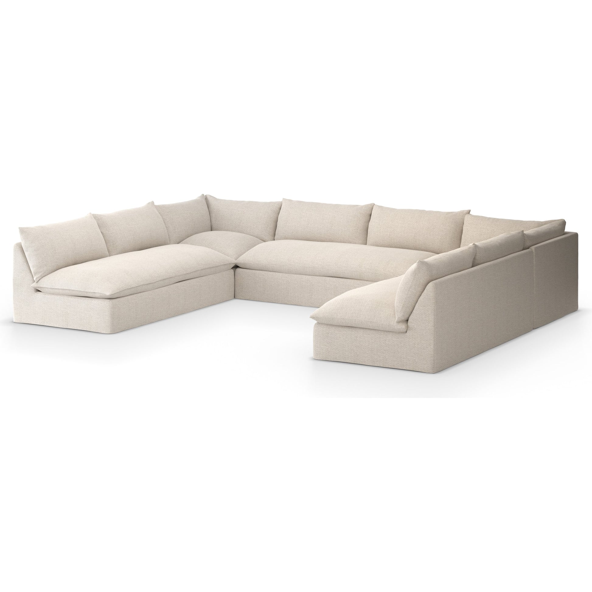 Grant Outdoor 5-PC Sectional by Four Hands in faye ash. Made from 100% olefin, 91% polyurethane foam pad, 9% polyester fiber batting in a transitional style.